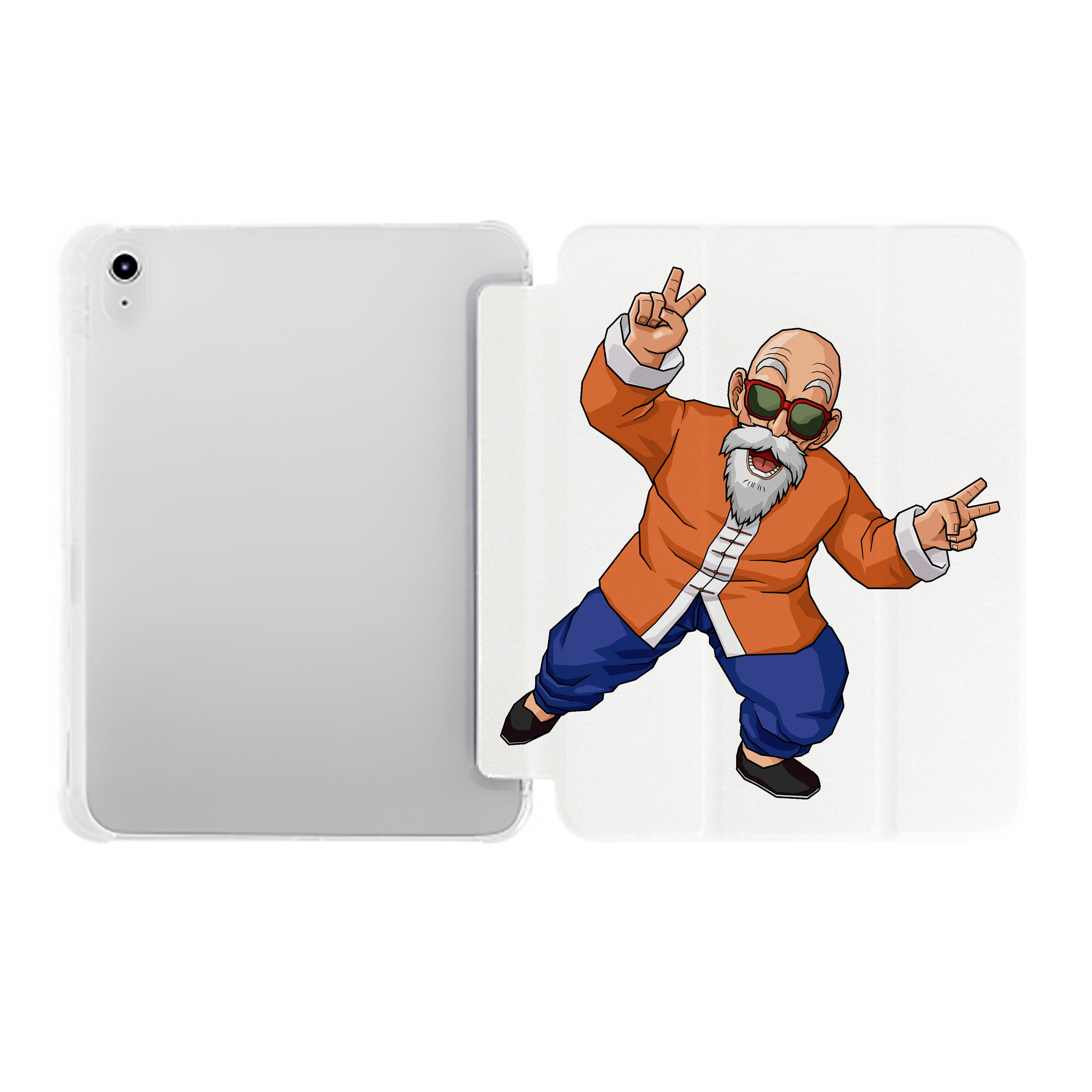 （画像用） ドラゴンボール 亀仙人（かめせんにん） DRAGON BALL Master Roshi Kame Sennin IPad ケース ペン収納付き 三つ折りスタンド PUレザー×シリコン 対応機種9.5/10.5/10.9インチ
